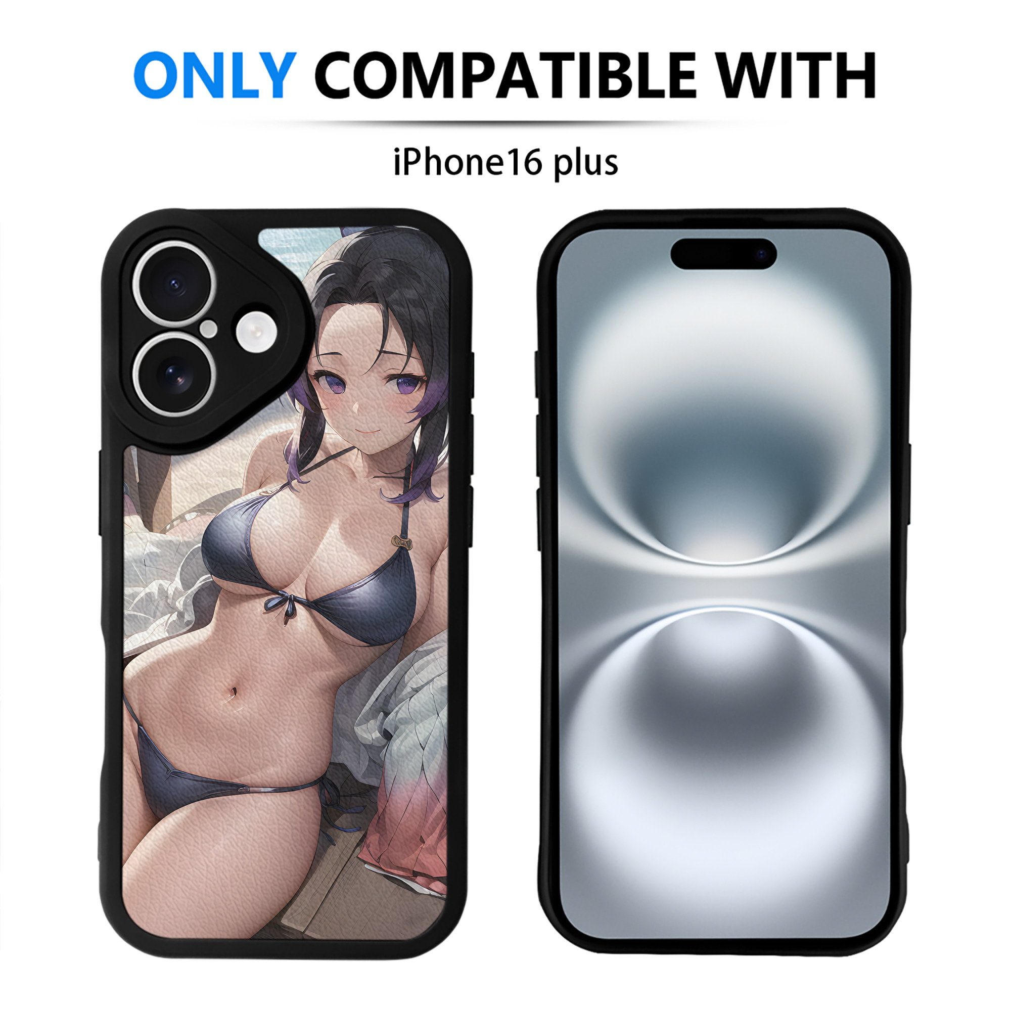 （画像用） 鬼滅の刃（きめつのやいば）蟲柱-胡蝶 しのぶ／こちょう しのぶ Kochou Shinobu 【iPhone 16シリーズ対応】シリコンスマホケース（レザー調） 材質：シリコン